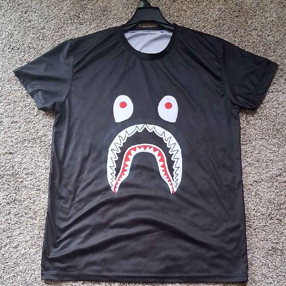 Black Graphic Shark Face T-Shirt